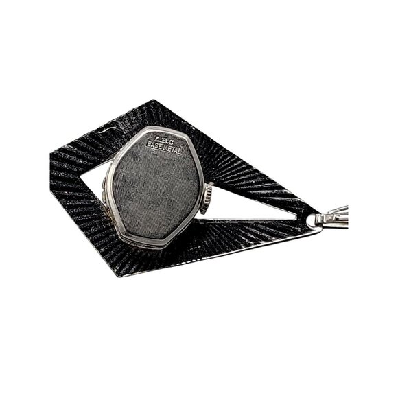 Schiaparelli Ladies Pendant Watch Vintage Rhinestone Cluster Top Silver Tone main image 7
